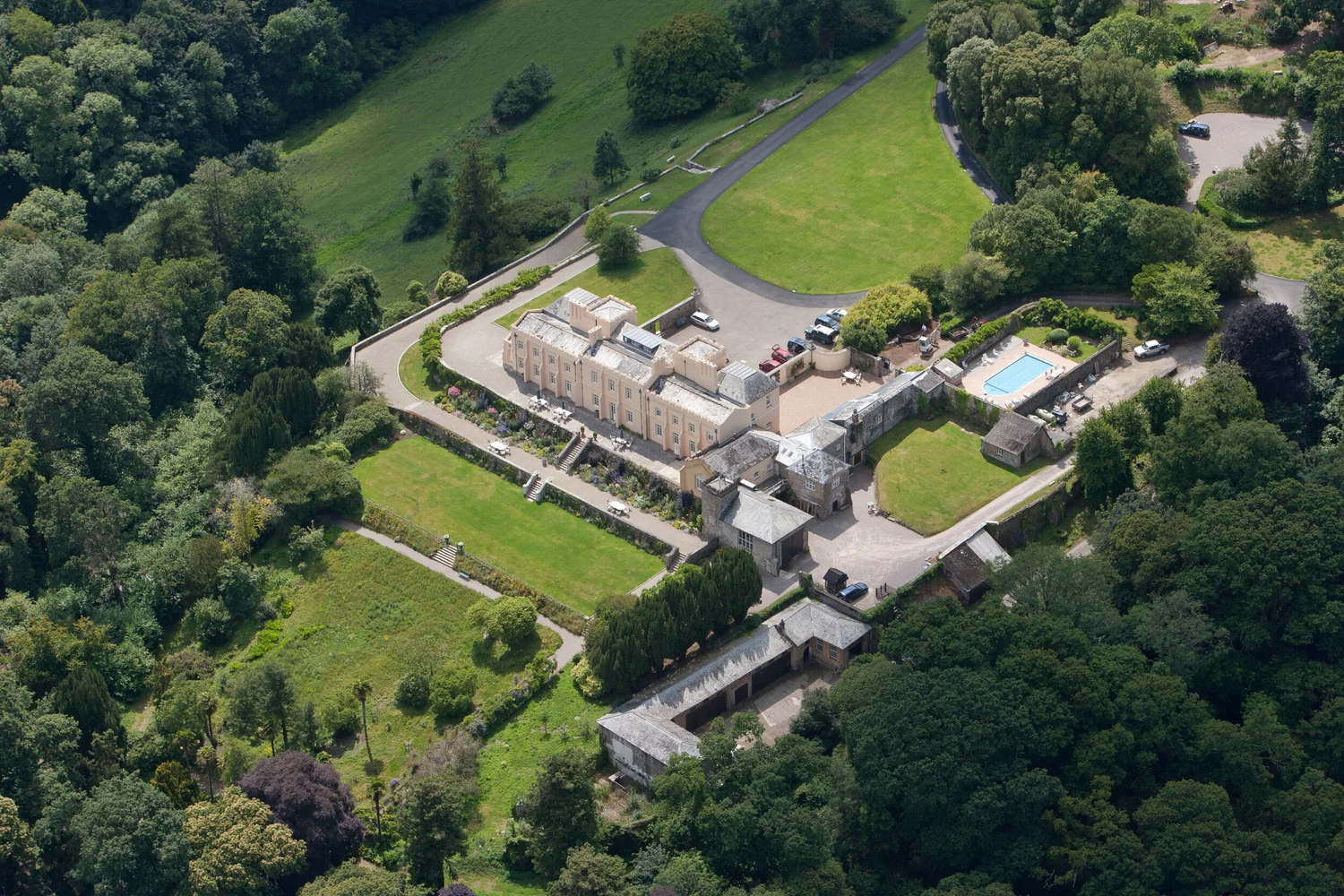 pentillie castle aerial view