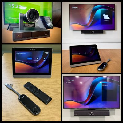 an array of microsoft teams rooms equipment