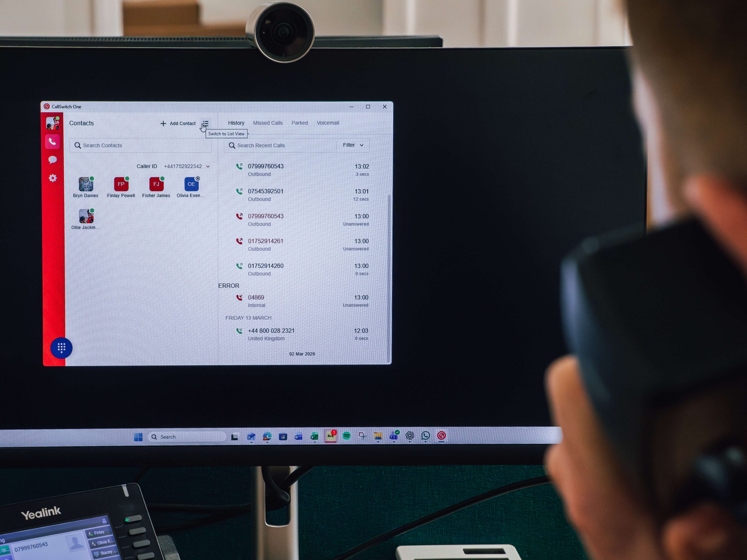 CallSwitch One dashboard on laptop screen