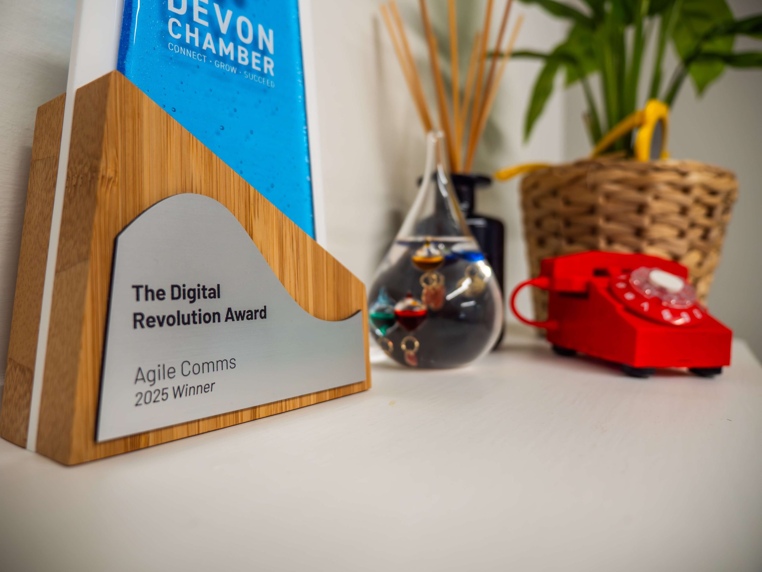 Agile Comms Devon Chamber award trophy