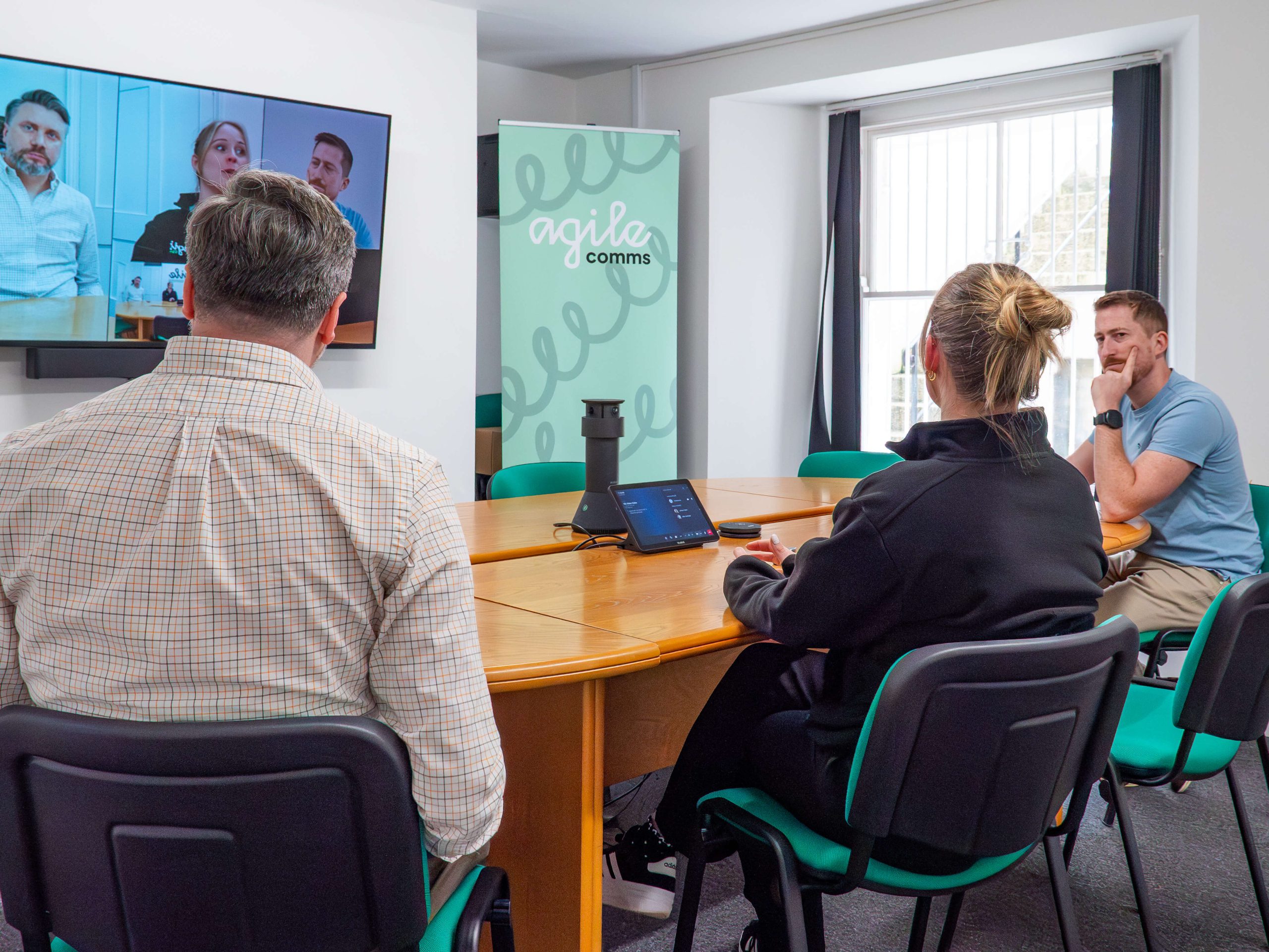 James, Aimee and Ollie having an internal meeting