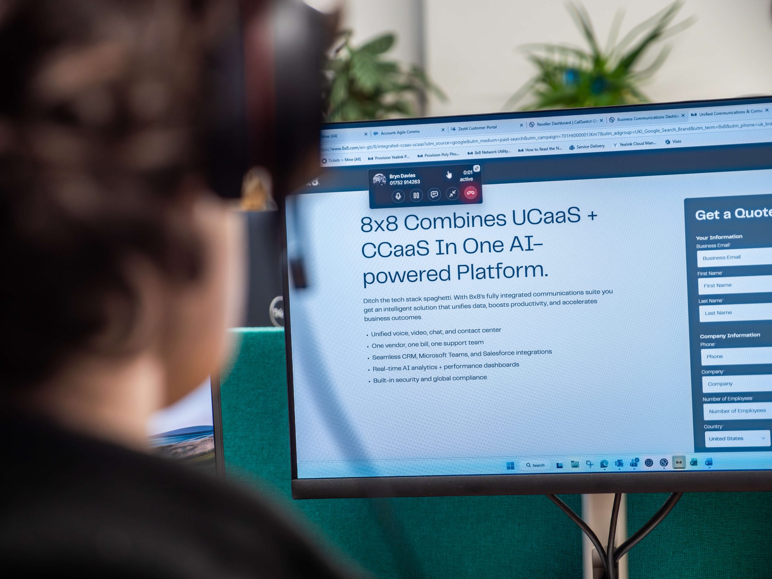 8x8 dashbaord screen on laptop