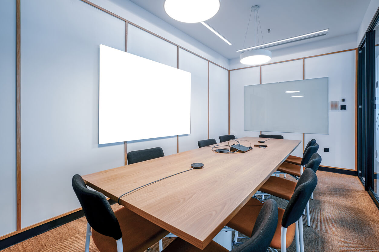 an empty video conferencing room