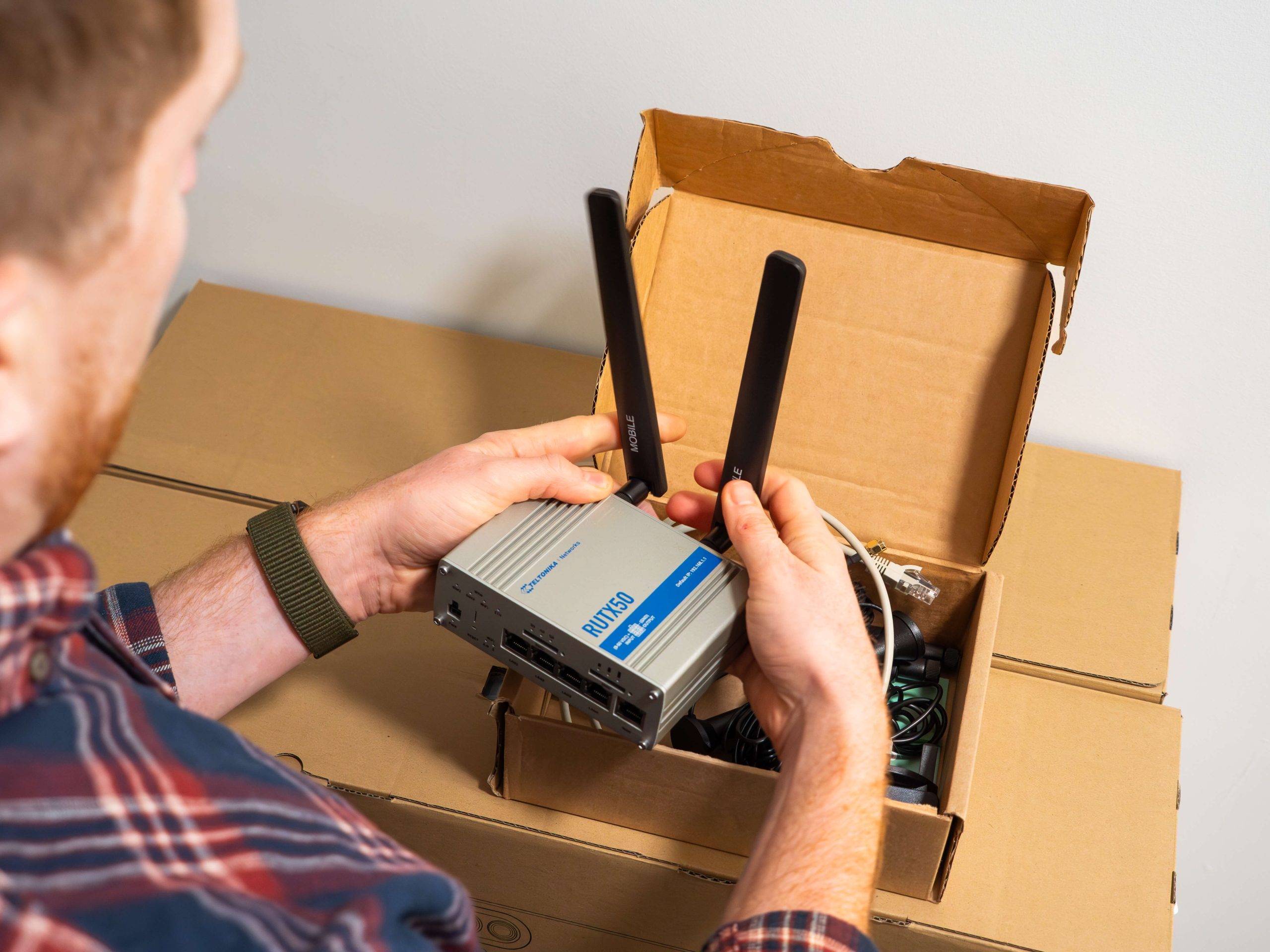 Ollie taking new tech out of the packaging