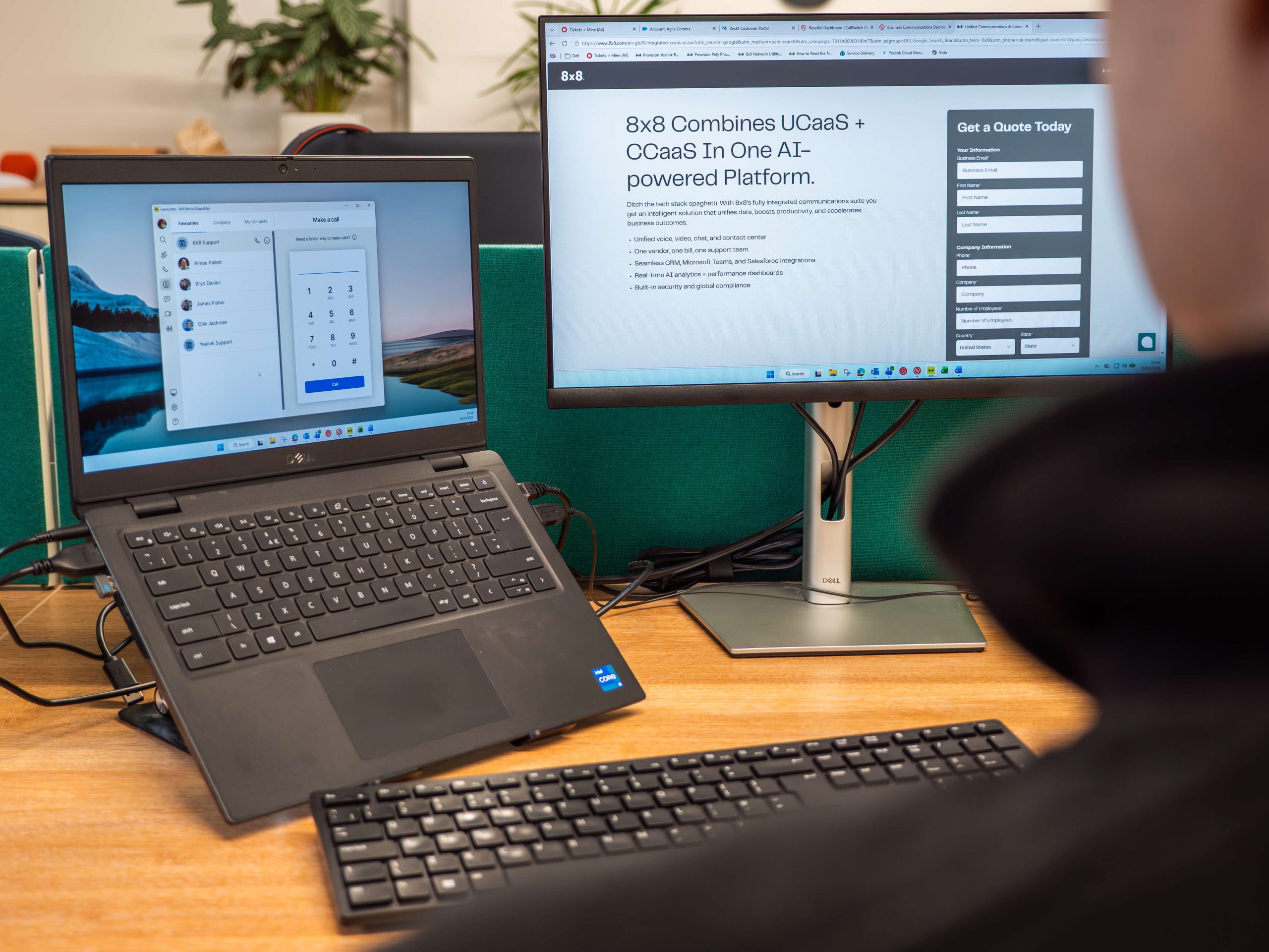8x8 user dashboard on screen